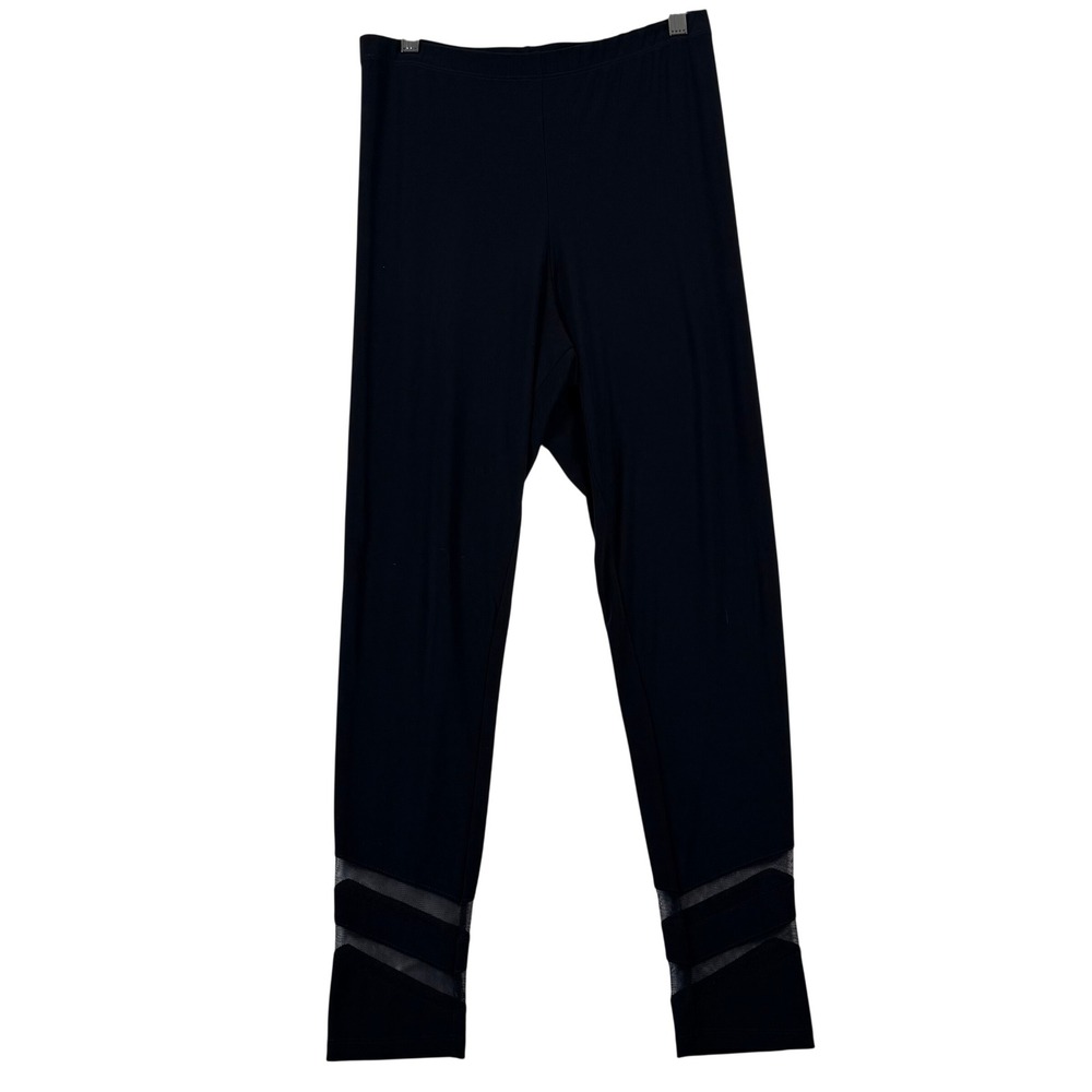 Joseph Ribkoff S Leggings Black Mesh Panel High Rise‎ Silky Knit Athleisure GUC